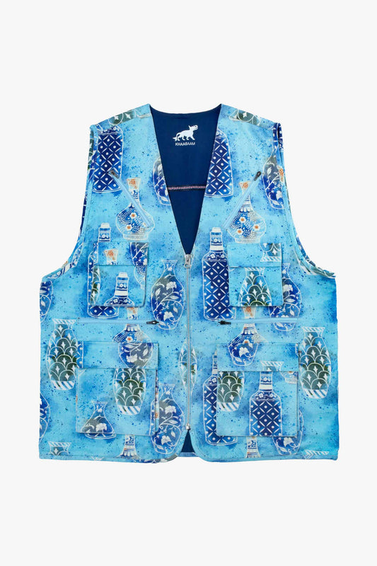 Printed Utility Vest Jacket